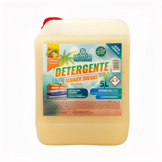 KIMIA - Detergente para Ropa Summer Dreams 5L | con Microcápsulas Perfumantes | Quitamanchas | Adecuado para Ropa Blanca y de Color | Fragancia Intensa | Para Todo Tipo de Tejidos | Limpieza Profunda