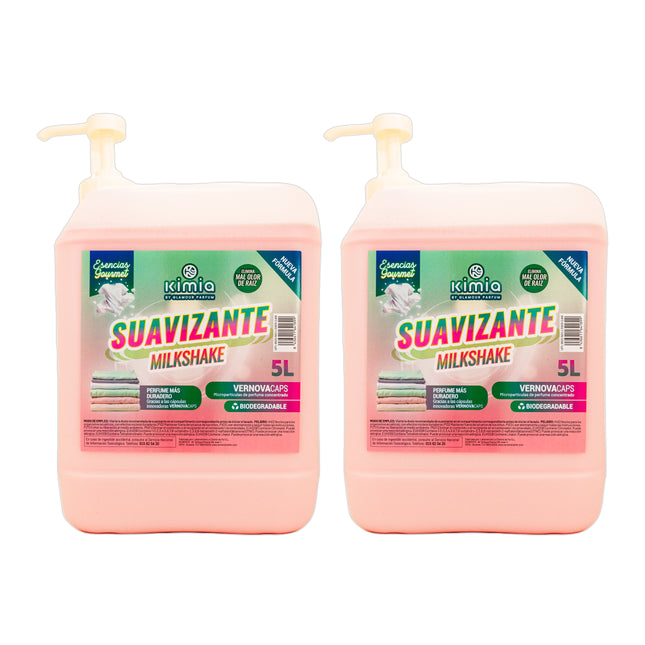 Pack 2 Suavizantes KIMIA Milkshake 5L con bomba