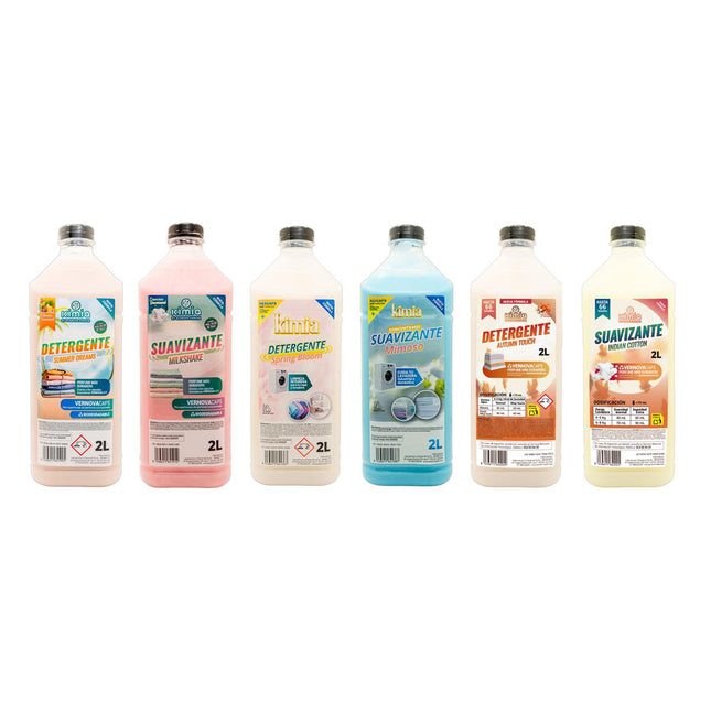 Pack 3 Estaciones KIMIA formato 2 litros - 3 detergentes y 3 suavizantes