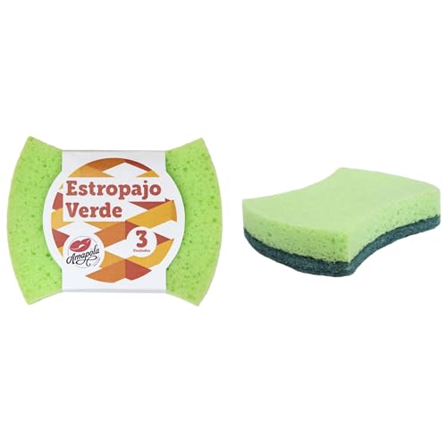 KIMIA · Estropajo Fibra Verde con Esponja · Lote 3