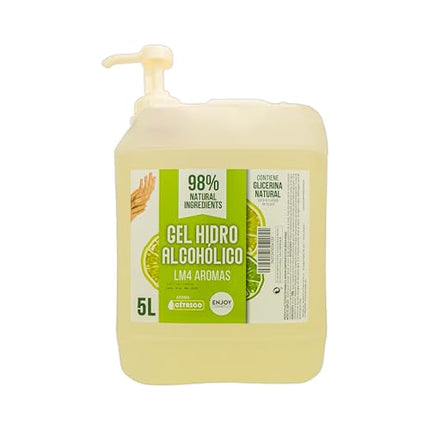 ENJOY COSMETICS - Gel Hidroalcohólico Aroma a Cítrico 5L | 70% Alcohol | Con Glicerina Natural | Para el Cuidado de la Piel | 98% Ingredientes Naturales | Ideal para Casa y Comercios
