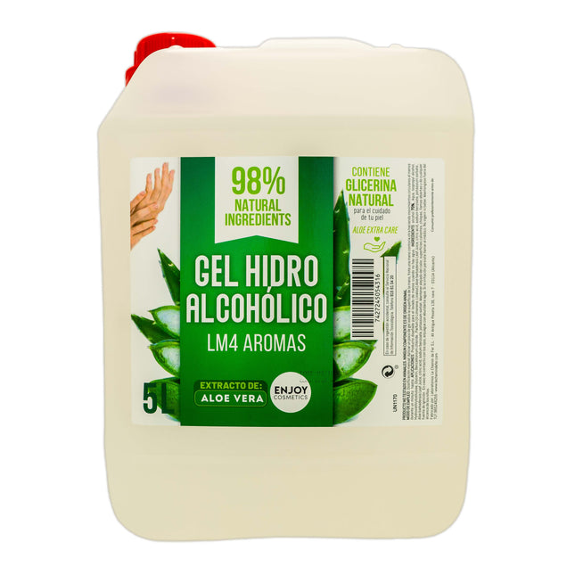 ENJOY COSMETICS | Gel Hidroalcohólico | 70% Alcohol | Con Extracto Natural de Aloe Vera y Glicerina Natural | Cuidado de la Piel | 98% Ingredientes Naturales | Ideal para Casa y Comercios | 5000 ml