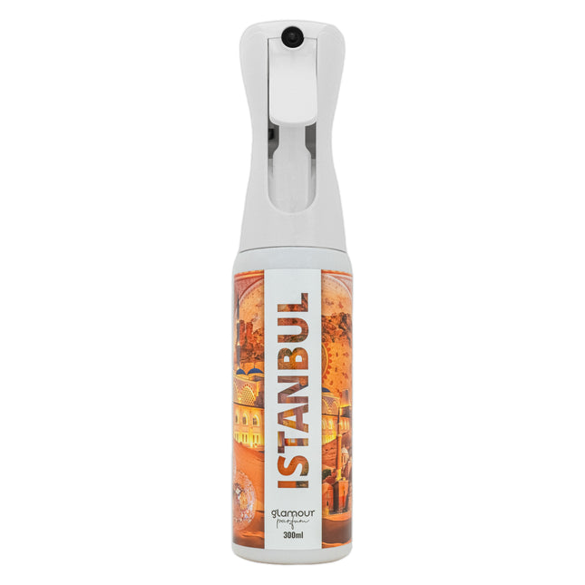 GLAMOUR PARFUM - Ambientador de Hogar Istanbul - 300 ml - Pulverizador con Aroma Cítrico Especiado - Ambientador Textil en Spray - para Pulverizar en la Cama o en Cortinas - Reutilizable