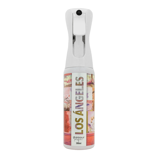 GLAMOUR PARFUM - Ambientador de Hogar Los Ángeles - 300 ml - Pulverizador con Aroma Fresco a Rosas - Ambientador Textil en Spray - para Pulverizar en la Cama o en Cortinas - Reutilizable