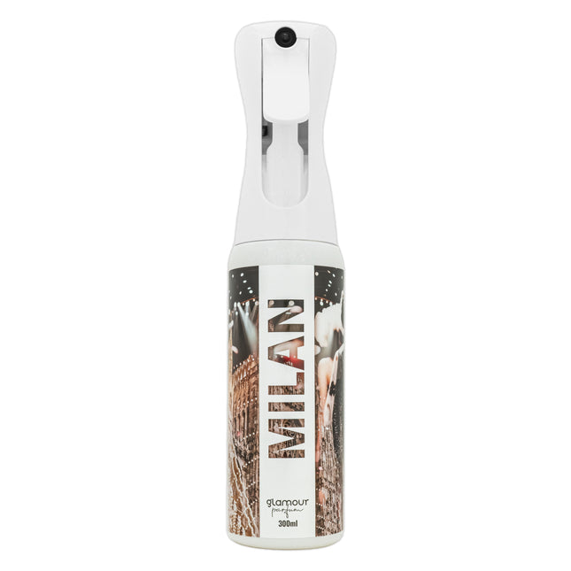 GLAMOUR PARFUM - Ambientador de Hogar Milán - 300 ml - Pulverizador con Aroma Floral y Cítrico - Ambientador Textil en Spray - para Pulverizar en la Cama o en Cortinas - Reutilizable