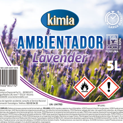 Ambientador Profesional Lavender Flower KIMIA | Perfumador 5L Lavanda Intensa | Aroma Relajante de Alta Persistencia