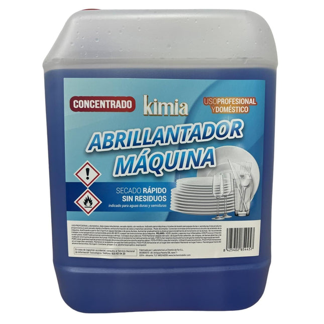 KIMIA | Abrillantador Líquido para Lavavajillas | Máquina | Quitagrasa | Profesional | Brillo Óptimo | Vajilla con Acabado Sin Marcas | Extra Cuidado para Vajillas Delicadas | Rápida disolución | 5L