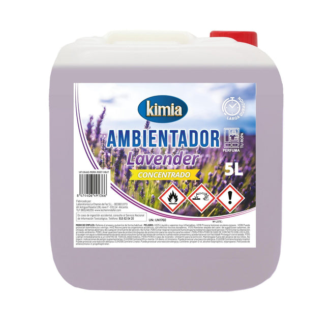 KIMIA | Pack Perfumador de Hogar Concentrado | Garrafa + Atomizador | Aroma Flor de Lavanda | Ambientador Ideal para Hogar, Coche, Comercios y Hostelería | Concentración Alta en Esencias | 5L