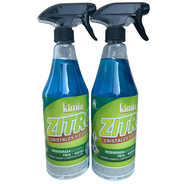 KIMIA LIMPIA CRISTALES ZITRO 750 ML - LIMPIEZA Y FRAGANCIA DURADERA - NO DEJA MARCAS - VIDRIOS Y ESPEJOS - 2 UNIDADES
