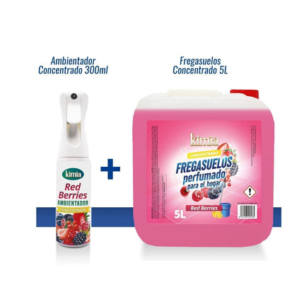 KIMIA | Pack Fregasuelos Red Berries 5 L + Atomizador 300 ml – Aroma Frutos Rojos