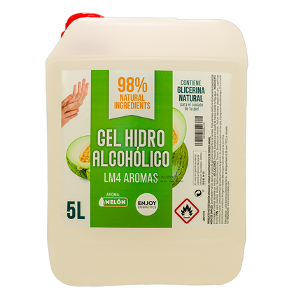 ENJOY COSMETICS - Gel Hidroalcohólico Aroma Melón 5L | 70% Alcohol | Con Glicerina Natural | Para el Cuidado de la Piel | 98% Ingredientes Naturales | Ideal para Casa y Comercios