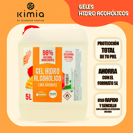 ENJOY COSMETICS - Gel Hidroalcohólico Aroma Suave a Mango 5L | 70% Alcohol | Con Glicerina Natural | Para el Cuidado de la Piel | 98% Ingredientes Naturales | Ideal para Casa y Comercios