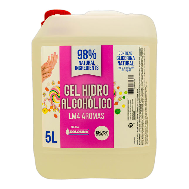 ENJOY COSMETICS - Gel Hidroalcohólico Aroma a Golosina 5L | 70% Alcohol | Con Glicerina Natural | Para el Cuidado de la Piel | 98% Ingredientes Naturales | Ideal para Casa y Comercios