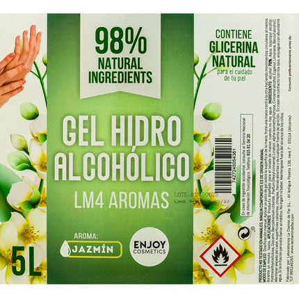 ENJOY COSMETICS - Gel Hidroalcohólico Aroma a Jazmín 5L | 70% Alcohol | Con Glicerina Natural | Para el Cuidado de la Piel | 98% Ingredientes Naturales | Ideal para Casa y Comercios