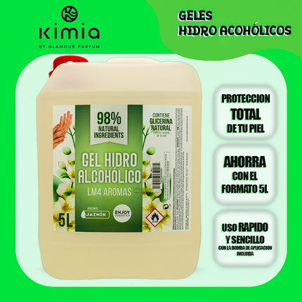 ENJOY COSMETICS - Gel Hidroalcohólico Aroma a Jazmín 5L | 70% Alcohol | Con Glicerina Natural | Para el Cuidado de la Piel | 98% Ingredientes Naturales | Ideal para Casa y Comercios