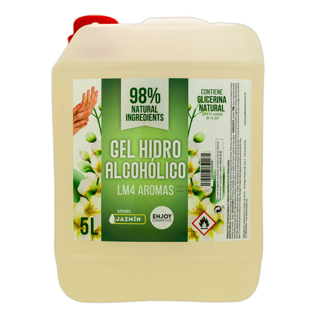 ENJOY COSMETICS - Gel Hidroalcohólico Aroma a Jazmín 5L | 70% Alcohol | Con Glicerina Natural | Para el Cuidado de la Piel | 98% Ingredientes Naturales | Ideal para Casa y Comercios