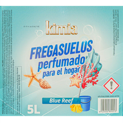 Fregasuelos Profesional Blue Reef KIMIA | Formato 5L Gran Rendimiento | Limpiador con Aroma Marino Oceánico y Brillo Espejo