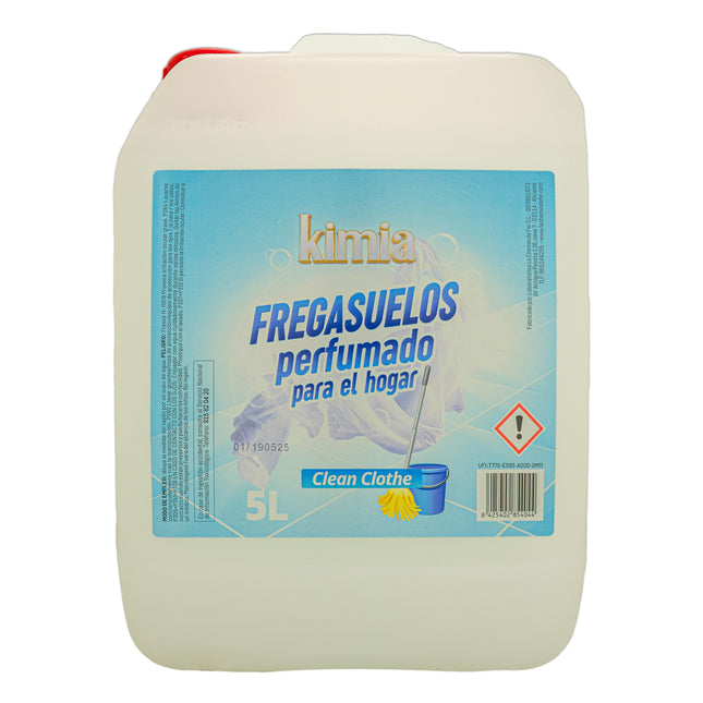 Fregasuelos Profesional Clean Clothe KIMIA | Formato 5L Gran Rendimiento | Limpiador con Aroma a Ropa Limpia y Brillo Intenso
