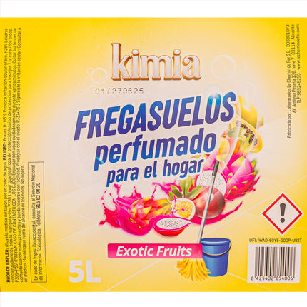 Fregasuelos Profesional Exotic Fruits KIMIA | Formato 5L Gran Rendimiento | Limpiador con Aroma Tropical Intenso y Brillo Espejo