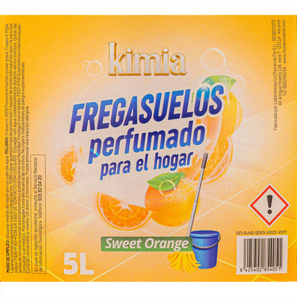 Fregasuelos Profesional Sweet Orange KIMIA | Formato 5L Gran Rendimiento | Limpiador Cítrico Desengrasante y Brillo Espejo