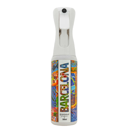 GLAMOUR PARFUM - Ambientador de Hogar Barcelona - 300 ml - Pulverizador con Aroma Cítrico y Jazmín - Ambientador Textil en Spray - para Pulverizar en la Cama o en Cortinas - Reutilizable