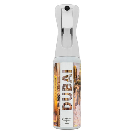 GLAMOUR PARFUM - Ambientador de Hogar Dubai- 300 ml - Pulverizador con Aroma Dulce - Ambientador Textil en Spray - para Pulverizar en la Cama o en Cortinas - Reutilizable