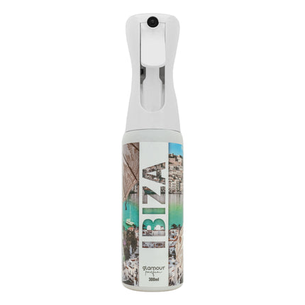GLAMOUR PARFUM - Ambientador de Hogar Ibiza - 300 ml - Pulverizador con Aroma Fresco y Floral - Ambientador Textil en Spray - para Pulverizar en la Cama o en Cortinas - Reutilizable
