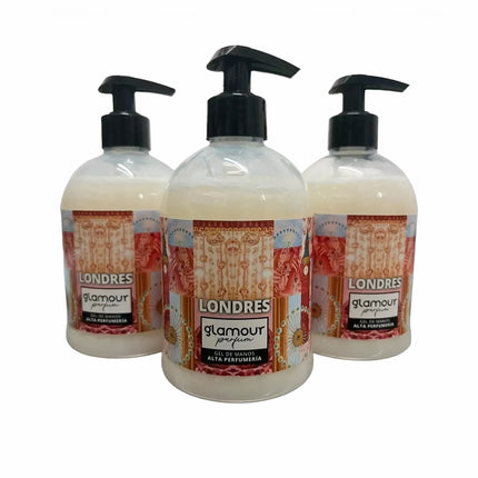 GLAMOUR PARFUM - Jabón de Manos Perfumado Londres Cosmético 3 uds x 500 ml | Ph Neutro con Emolientes Naturales para el Cuidado de la Piel