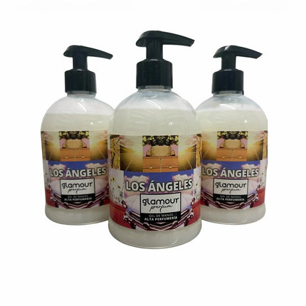 GLAMOUR PARFUM - Jabón de Manos Perfumado Los Angeles Cosmético 3 uds x 500 ml | Ph Neutro con Emolientes Naturales para el Cuidado de la Piel