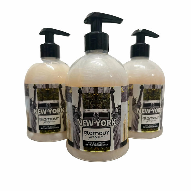 GLAMOUR PARFUM - Jabón de Manos Perfumado New York Cosmético 3 uds x 500 ml | Ph Neutro con Emolientes Naturales para el Cuidado de la Piel