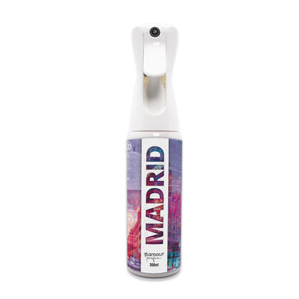 GLAMOUR PARFUM - Ambientador de Hogar Madrid - 300 ml - Pulverizador con Aroma Especiado - Ambientador Textil en Spray - para Pulverizar en la Cama o en Cortinas - Reutilizable