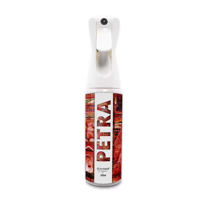 GLAMOUR PARFUM - Ambientador de Hogar Petra - 300 ml - Pulverizador con Aroma Fresco y Cítrico - Ambientador Textil en Spray - para Pulverizar en la Cama o en Cortinas - Reutilizable
