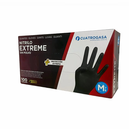 GUANTES DE NITRILO NEGROS EXTRA RESISTENTES PACK DE 100 UNIDADES
