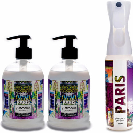 Glamour Parfum Pack – Jabón de Manos 500 ml + Ambientador Textil 300 ml (Aroma Floral y Afrutado)