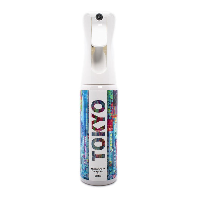 GLAMOUR PARFUM - Ambientador de Hogar Tokyo - 300 ml - Pulverizador con Aroma Floral y Cítrico- Ambientador Textil en Spray - para Pulverizar en la Cama o en Cortinas - Reutilizable