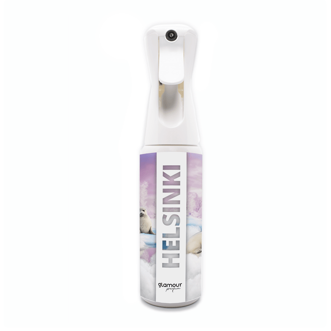 GLAMOUR PARFUM - Ambientador de Hogar Helsinki - 300 ml - Pulverizador con Aroma Cítrico Afrutado - Ambientador Textil en Spray - para Pulverizar en la Cama o en Cortinas - Reutilizable