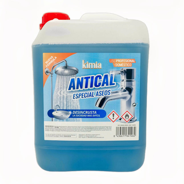 KIMIA - Antical Especial Aseos y Baños 5L | Desincrustante Profesional y Doméstico | Elimina la Suciedad más Difícil Causada por la Acumulación de Cal | Limpieza Ultraeficaz | Fórmula Concentrada