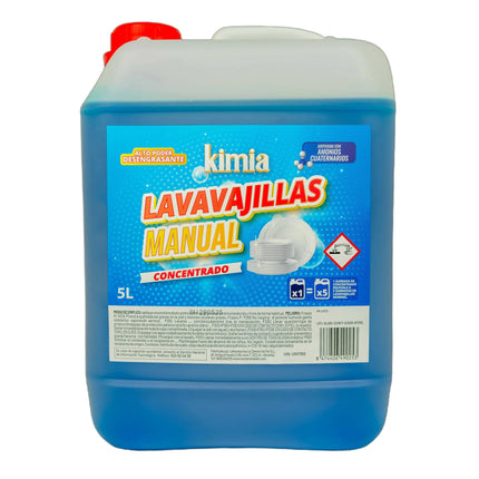 KIMIA | Detergente Lavavajillas Manual Bac Concentrado | Quitagrasa | Elimina la Suciedad Incrustada | Brillo Óptimo | 5L