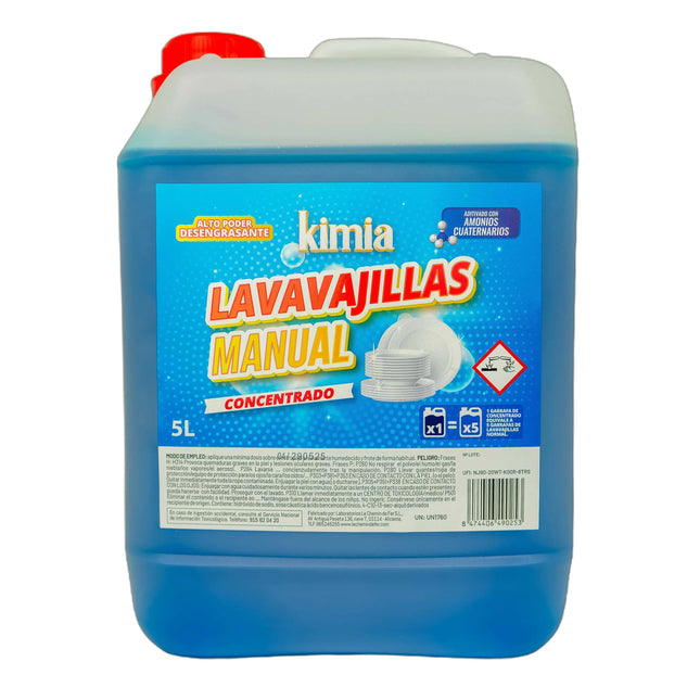 KIMIA | Detergente Lavavajillas Manual Bac Concentrado | Quitagrasa | Elimina la Suciedad Incrustada | Brillo Óptimo | 5L