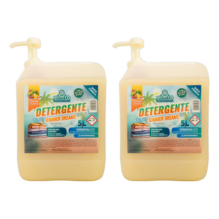 KIMIA - Detergente para Ropa Summer Dreams 5L | con Microcápsulas Perfumantes | Quitamanchas | Ropa Blanca y de Color | Fragancia Intensa | Para Todo Tipo de Tejidos | Limpieza Profunda | 2 unidades