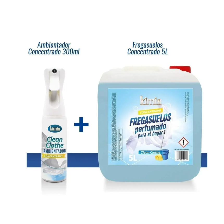 KIMIA · Fregasuelos Concentrado Clean Clothe 5L + Atomizador 300 ml