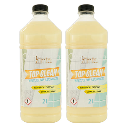 KIMIA - Fregasuelos Top Clean Amoniacal Pack 2 x 2L | Fregasuelos Perfumado para Hogar | Limpiador Suelo | Limpieza Profunda | Aroma a Azahar | Fragancia Fresca y Duradera | Todo Tipo de Superficies