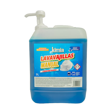 KIMIA - Lavavajillas Manual BAC 5L + Bomba Reutilizable | Lavavajillas para Hogar | Aroma Fresco | Limpieza Profunda | Elimina Grasa y Residuos | Alta Concentración | Desengrasante Potente