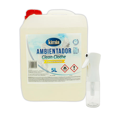KIMIA · Ambientador Hogar Clean Clothe 5L + Pulverizador