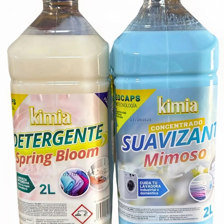KIMIA · Pack Detergente Spring Bloom 2L + Suavizante Mimoso 2L