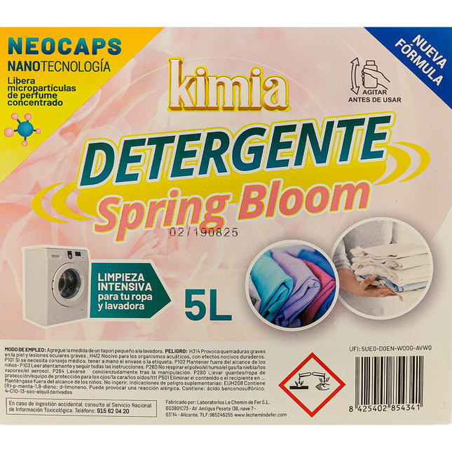 KIMIA - Pack Detergente Concentrado Spring Bloom + Suavizante Concentrado Mimoso 5L con Bomba | Limpieza Profunda | Fragancia Primaveral y Duradera | Protege Color de la Ropa | Suavidad y Frescor