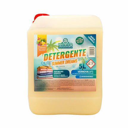 KIMIA - Pack Detergente Summer Dreams + Suavizante Concentrado Mimoso 5L con Bomba | Limpieza Profunda | Fragancia Primaveral y Duradera | Protege Color de la Ropa | Suavidad y Frescor Duradero