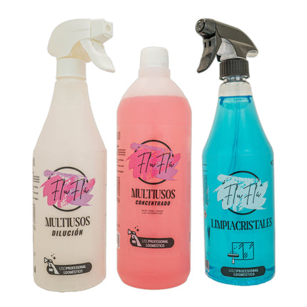 KIMIA · Pack FluFlu Limpieza Completa · Multiusos + Cristales