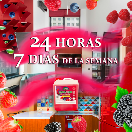 KIMIA | Pack Fregasuelos Red Berries 5 L + Atomizador 300 ml – Aroma Frutos Rojos