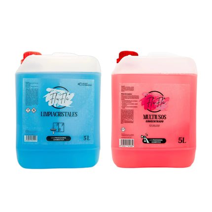 KIMIA - Pack I Love FLUFLÚ Max | Pink 5 L + Neutro 5 L | Fórmula Concentrada | Limpieza Profunda | Multiusos | Suelos, Paredes y Limpia Cristales | Fragancia Duradera